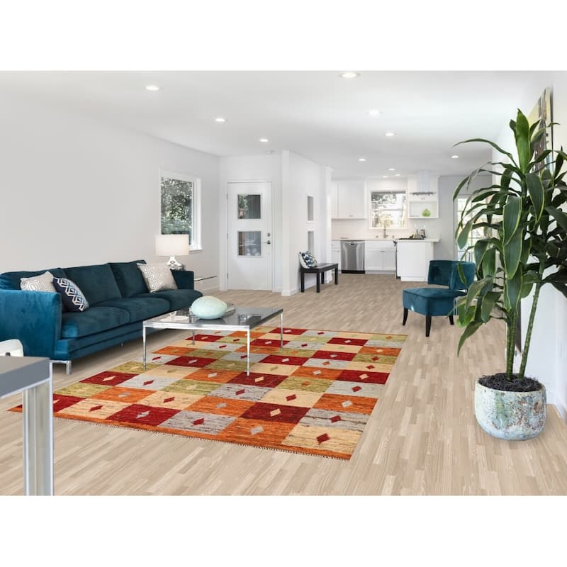 Hand Knotted Oriental 100% Wool Carpet Modern Geometric Multi-Colored Moroccan Area Rug - 8' 11'' X 6' 0''