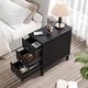 preview thumbnail 27 of 26, Fully Assembled Narrow End Table, Solid Wood Side Table with 3 Drawers, Vintage Nightstand Slim Bedside Table for Small Spaces