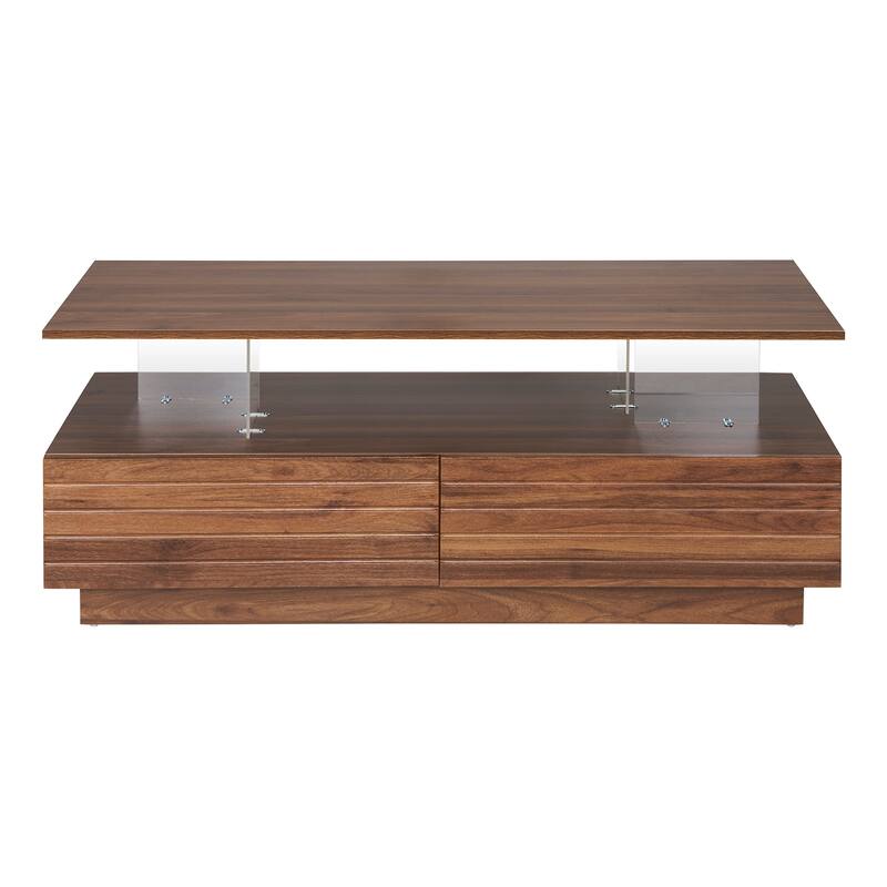 47.2" LED Coffee Table with Drawers & Light Display