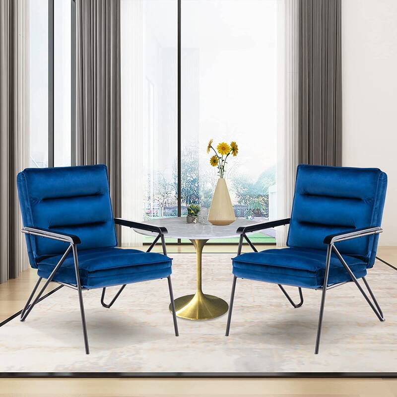MCombo Tufted Velvet and Iron Club Chair with Ottoman