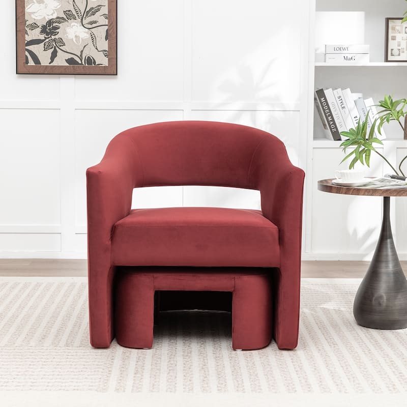 SEYNAR Modern Glam Velvet Accent Armchair Open Back with Ottoman