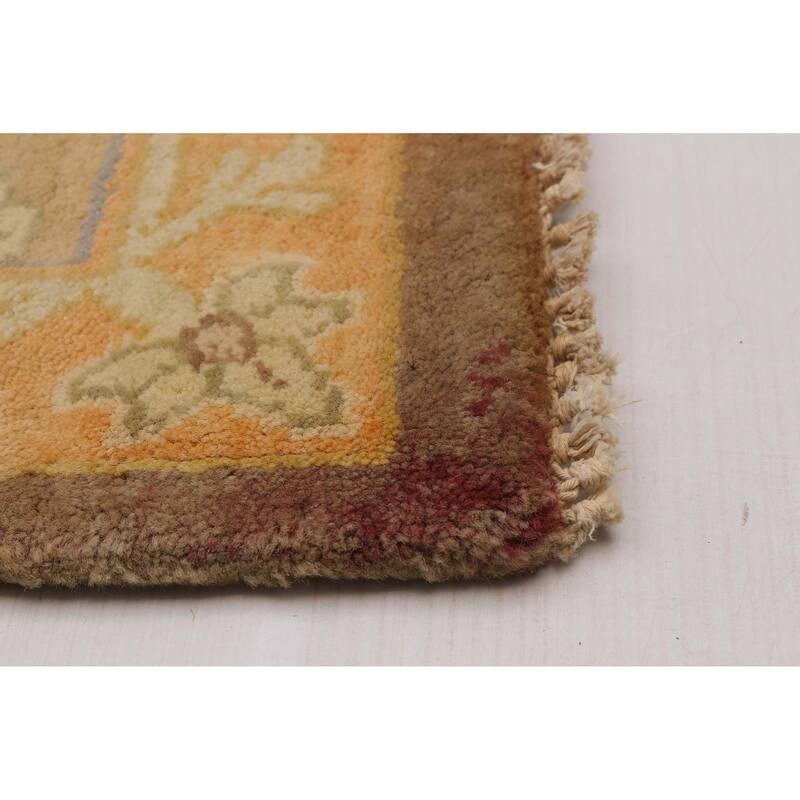 ECARPETGALLERY Hand-knotted Finest Agra Jaipur Brown Wool Rug - 7'9 x 9'9