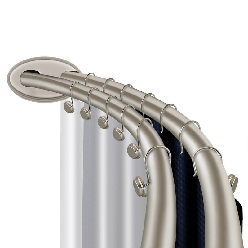 Utopia Alley Rustproof Wall Mounted Aluminum Double Curved Shower Curtain Rod, Screw Mount Rod, Adjustable Rod from 45" to 72" - Nickel
