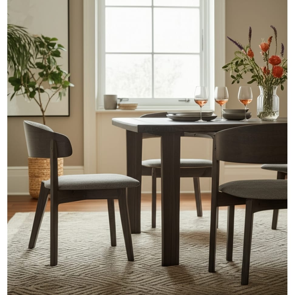 HomeRoots Set of Two Gray and Brown Upholstered Fabric Dining Arm Chairs - 22.00 in. x 30.00 in. x 23.00 in.