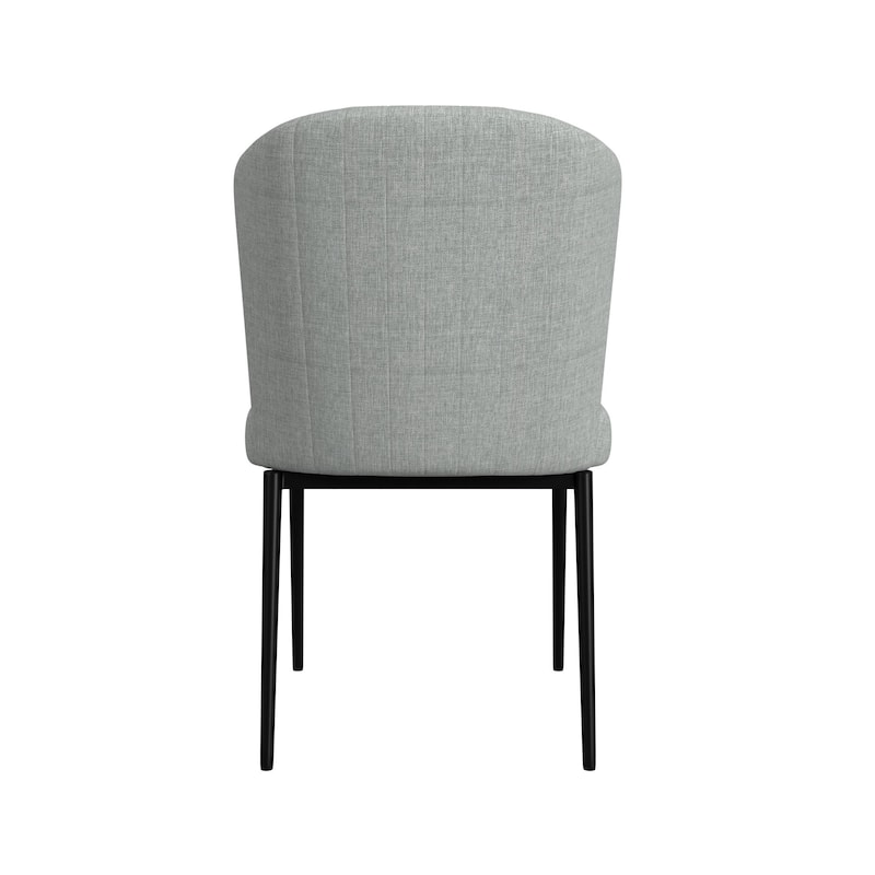 HomePop ChannelBack Dining Chair with Metal Legs-Gray Woven (set of 2)