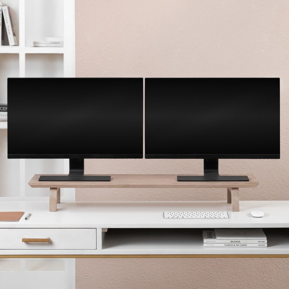 Jani Wood Monitor Stand Riser Desk - Ergonomic Design Stand, Desktop Organizer Table for Home, Office Workspace, Gaming Desk