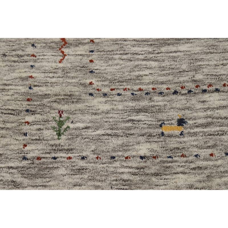 Hand Knotted Oriental 100% Wool Carpet Tribal Animal Pictorial Beige & Ivories Gabbeh Area Rug - 5' 10'' X 4' 1''