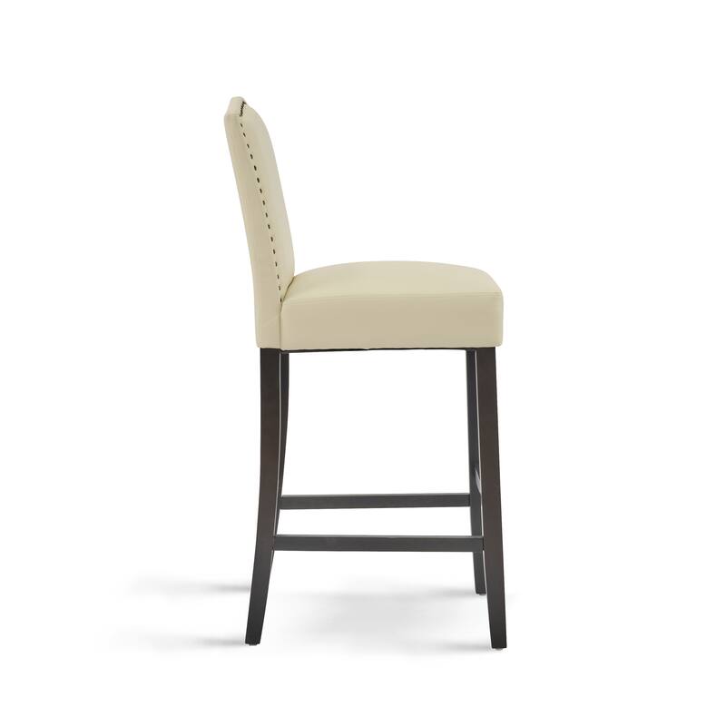 Barstools Set of 2, Counter Height Upholstered Bar Stools for Kitchen Island, Rubberwood Legs 300LBS Weight Capacity