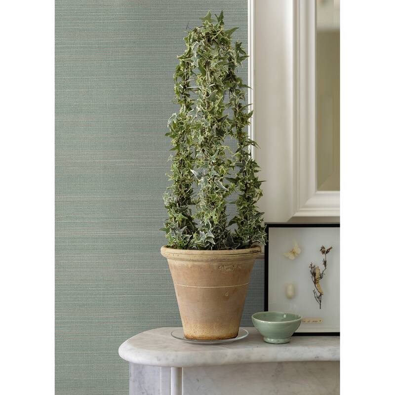 A-Street Prints Mai Aqua Abaca Grasscloth Wallpaper