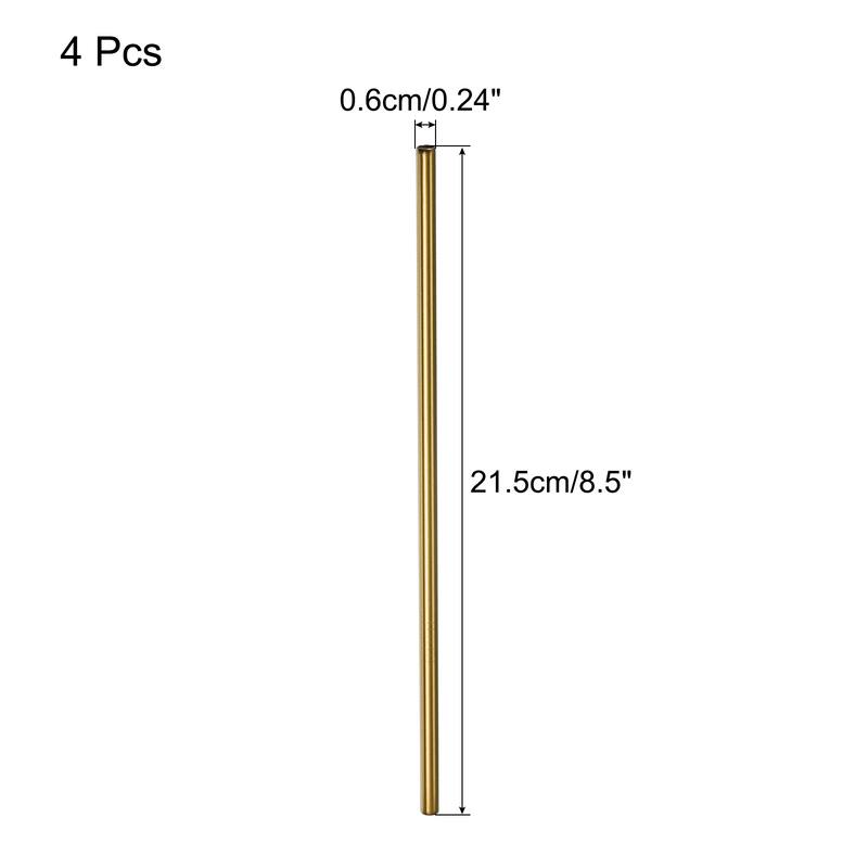 Reusable Metal Straws 4Pcs, Stainless Steel Straight Straw 8.5" Long - Gold