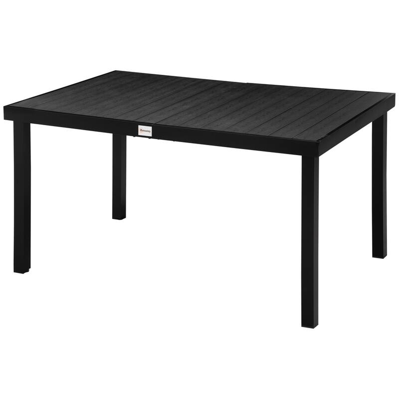 Outsunny Outdoor Dining Table for 6 Person,Rectangular Patio Table,Aluminum Metal Legs for Garden,Lawn,Patio,Woodgrain