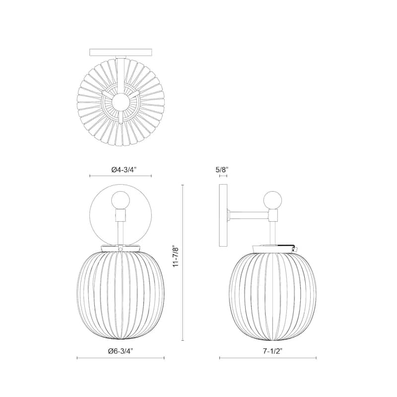 Alora Lighting WV579107 Cherise 12" Tall Bathroom Sconce with Ribbed