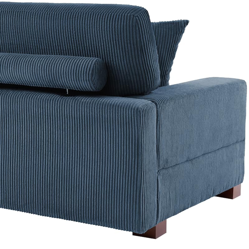 118" W Corduroy L-shape Modular Sectional Sofa with Pillows