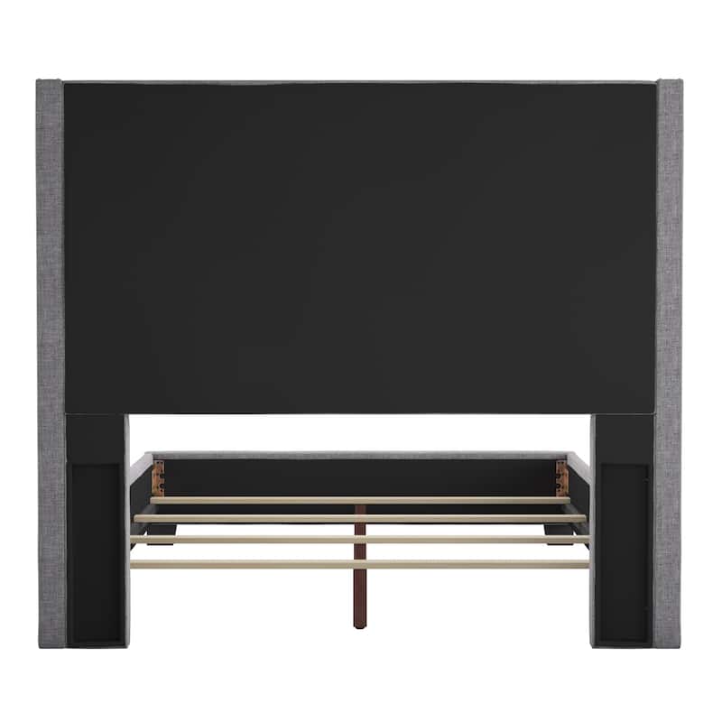 Melina Tufted Linen Wingback Platform Bed by iNSPIRE Q Bold