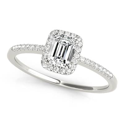 Auriya 14k White Gold Lab Grown Emerald Diamond Halo Engagement Ring 0.50 to 5.00 ct. tw. (F-G VS)