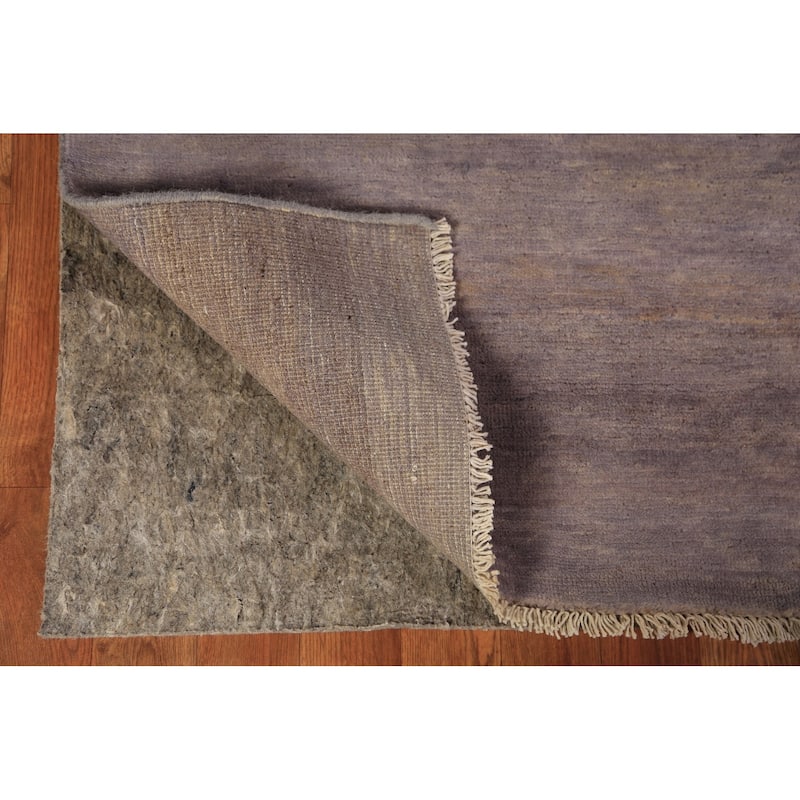 Modern Gabbeh Oriental Area Rug Hand-Knotted Grey Wool Carpet - 4'11" x 6'3"