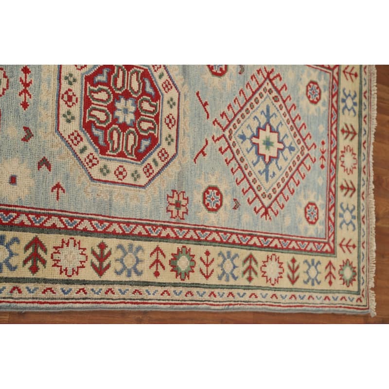 Blue Kazak Runner Rug Handmade Oriental Wool Carpet - 2'8" x 15'8"