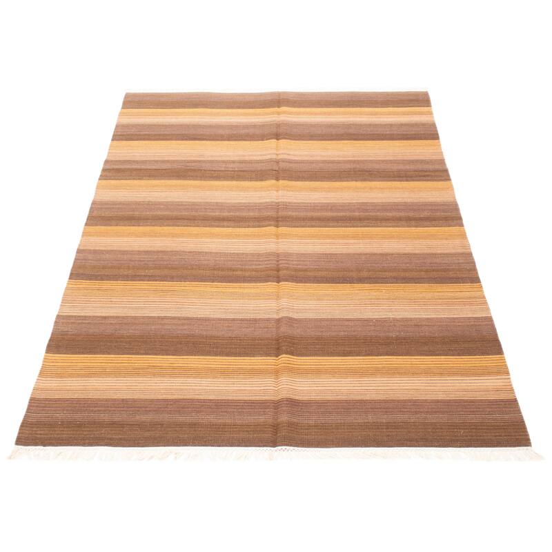 ECARPETGALLERY Flat-Weave Boho Brown Wool Kilim - 5'11 x 9'0