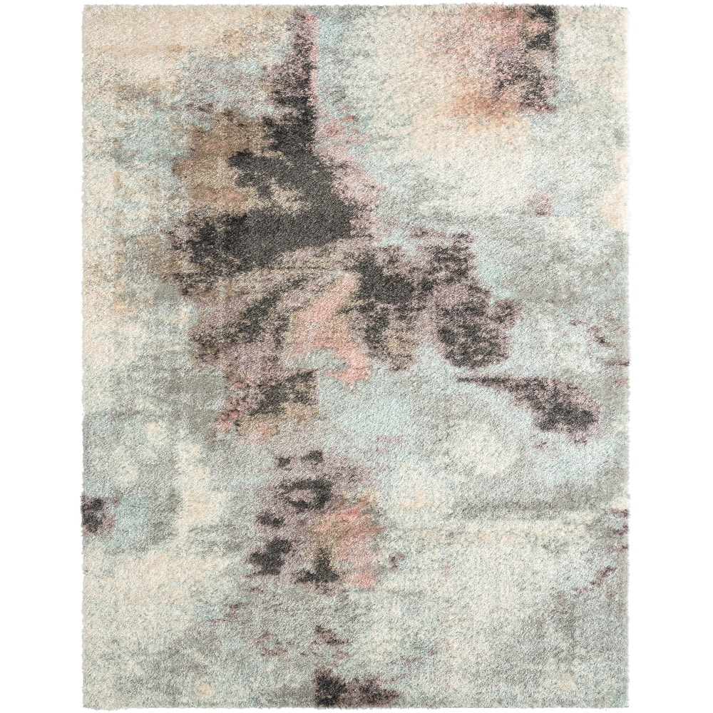 Zenith Abstract Shag Blue/Pink Area Rug