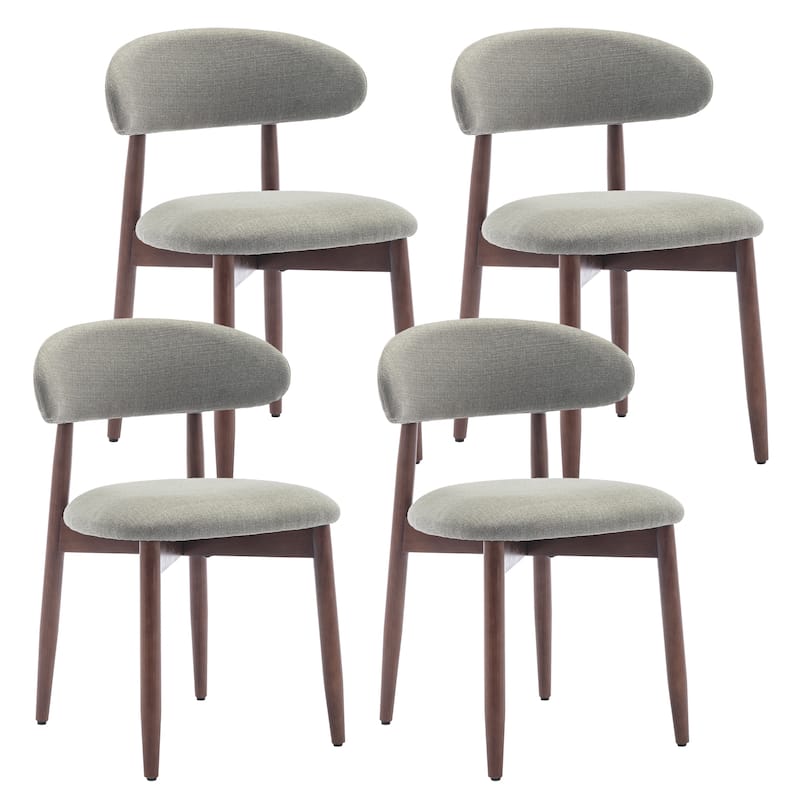 RENEWLINE Mid-Century Modern Upholstered Dining Chair with Wooden Legs - Set of 4 - Green