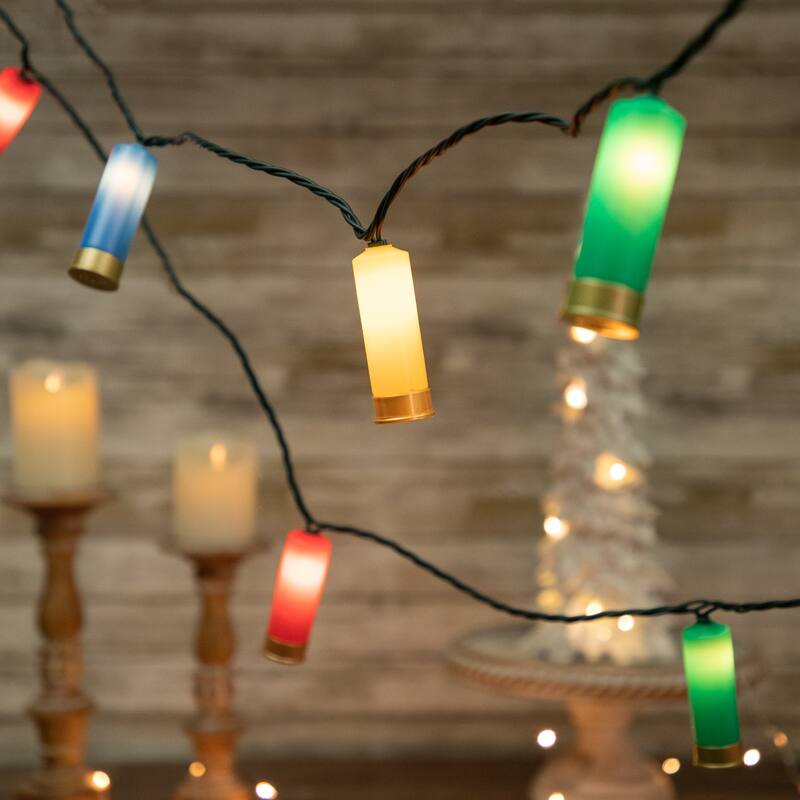 10ct Multi-Color Shotgun Shell Novelty Christmas Light Set Clear Lights - 114"