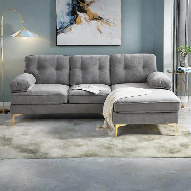 82.6" Velvet L-Shaped Sectional Sofa with Cloud-Like Cushions