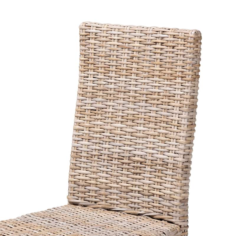 bali & pari Nevina Bohemian Grey Kubu Rattan and Mango Wood Dining Chair