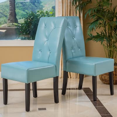Leather Upholstered Dining Chairs (Set of 2)