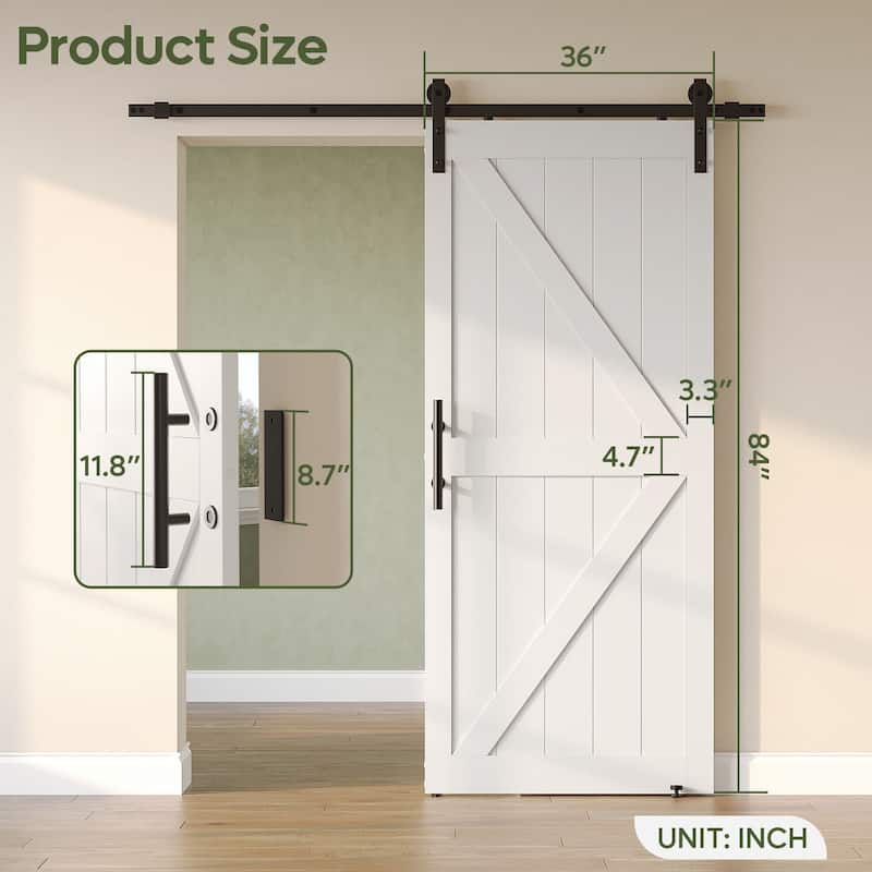 84 inch Height Modern Barn Door Sliding Wood Door with Installation Hardware Kit