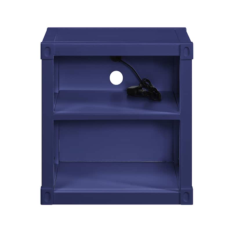 Rectangle Dark Blue Nightstand with 2 Open Shelf