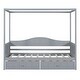 preview thumbnail 14 of 16, Pine Wood Twin Size Canopy Day Bed Frame with 2 Drawers and Built-in Backrest, Modern Platform Bed Frame for Kids, Teens