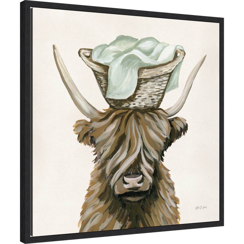 Highland Cow Laundry Basket by Yvette St. Framed Canvas Wall Art Print