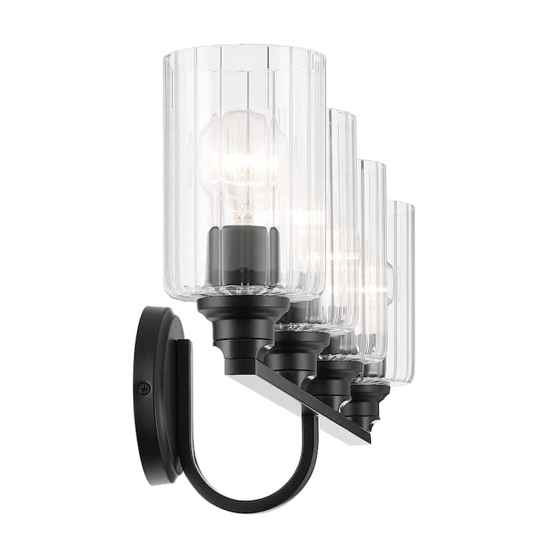 Kichler Lighting Gioe 32.25" 4-Light Vanity Light with Clear Fluted Glass in Black