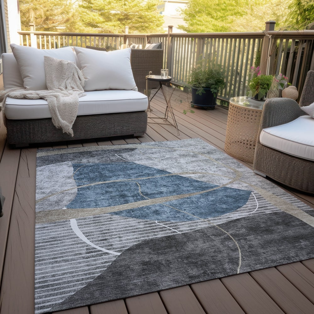 Machine Washable Indoor/ Outdoor Chantille Contemporary Abstract Rug