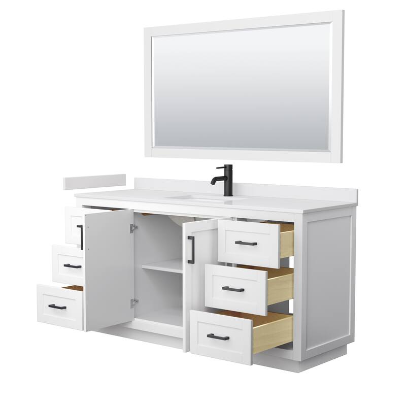 Miranda Bathroom Vanity Set, Cultured Marble Top, 58-Inch Mirror