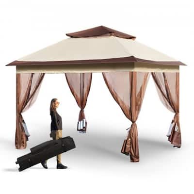 11x11 FT Pop Up Patio Gazebo with Netting, Outdoor Canopy for Backyard