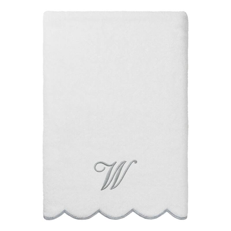 Authentic Hotel and Spa 100% Turkish Cotton Grey ADORNIA Scallop Personalized 3 Piece Towel Set - 3 Piece Set