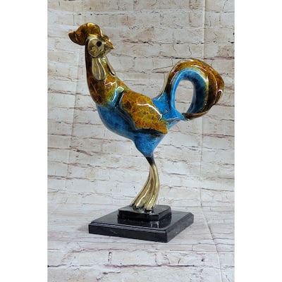 Art Decor Ltd Edition Rooster Special Patina Gilt Bronze Sculpture Figurine Deco