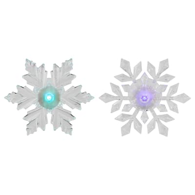 Set of 2 LED Lighted Icy Crystal Snowflake Christmas Window Decorations 5.5"