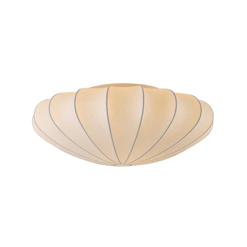 Modern Mid-century White Silk Shade Semi Flush Ceiling Light