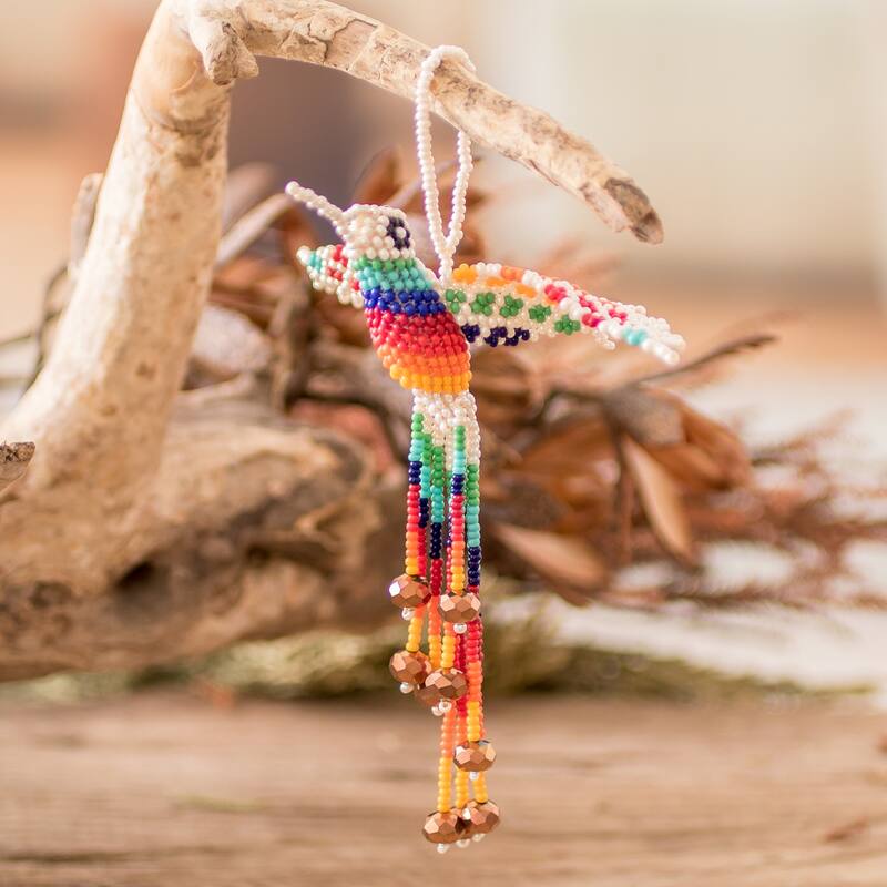 Novica Handmade Hummingbird Fantasy Glass Beaded Home Accent