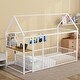 preview thumbnail 1 of 16, Twin Size Metal Bed House Bed Frame with Desk, Shelves, Power Outlets and USB Ports, White White