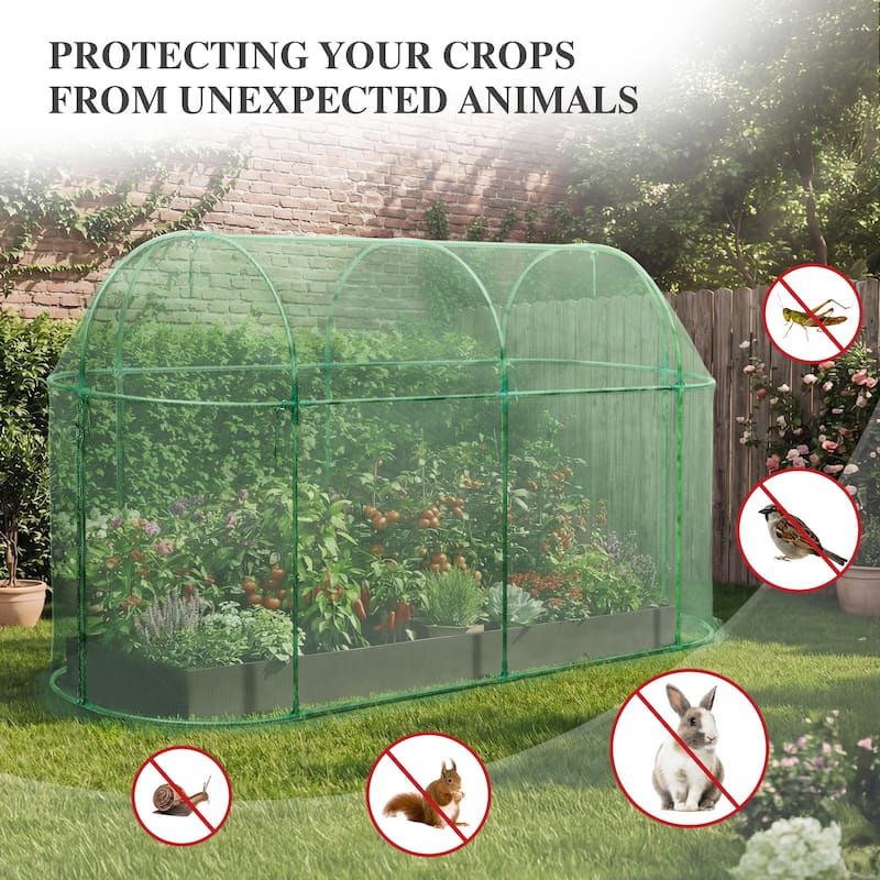 Aoodor 10'x3.3'x5' Crop Cage Plant Protection Netting Tent with Zipper