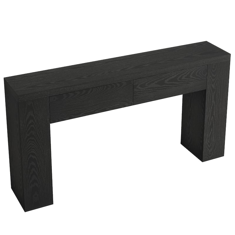 63-Inch Wooden Console Table with 2 Hidden Drawers, Sofa Table for Living Room, Hallway, Entrance, Foyer