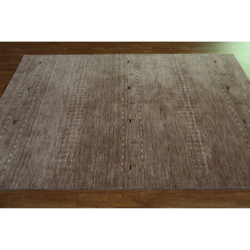 Hand Knotted Oriental 100% Wool Carpet Tribal Animal Pictorial Brown Gabbeh Area Rug - 7' 10'' X 5' 1''
