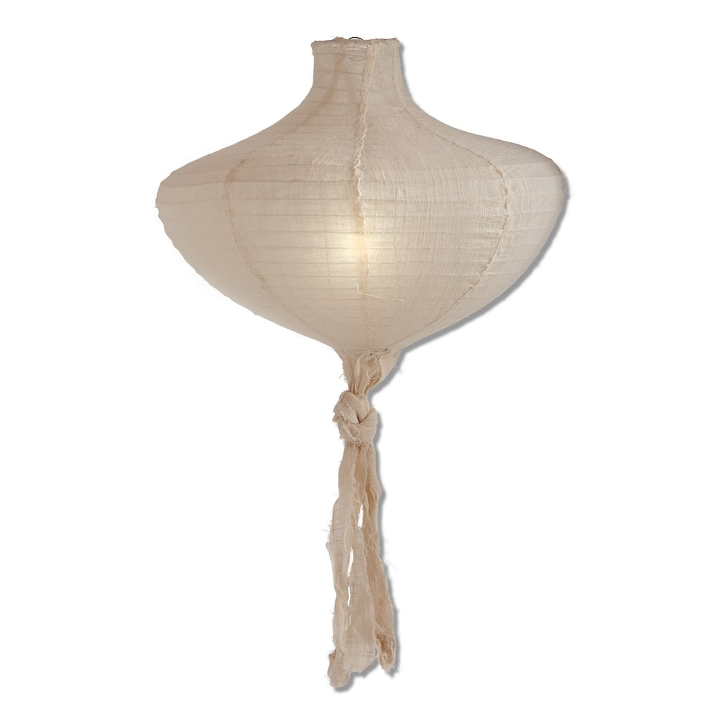 Kite LED Oval Hanging Lantern - Decorative Candle Holder for Indoor Use, 26" H x 16" L x 16" W, Natural Cotton Design