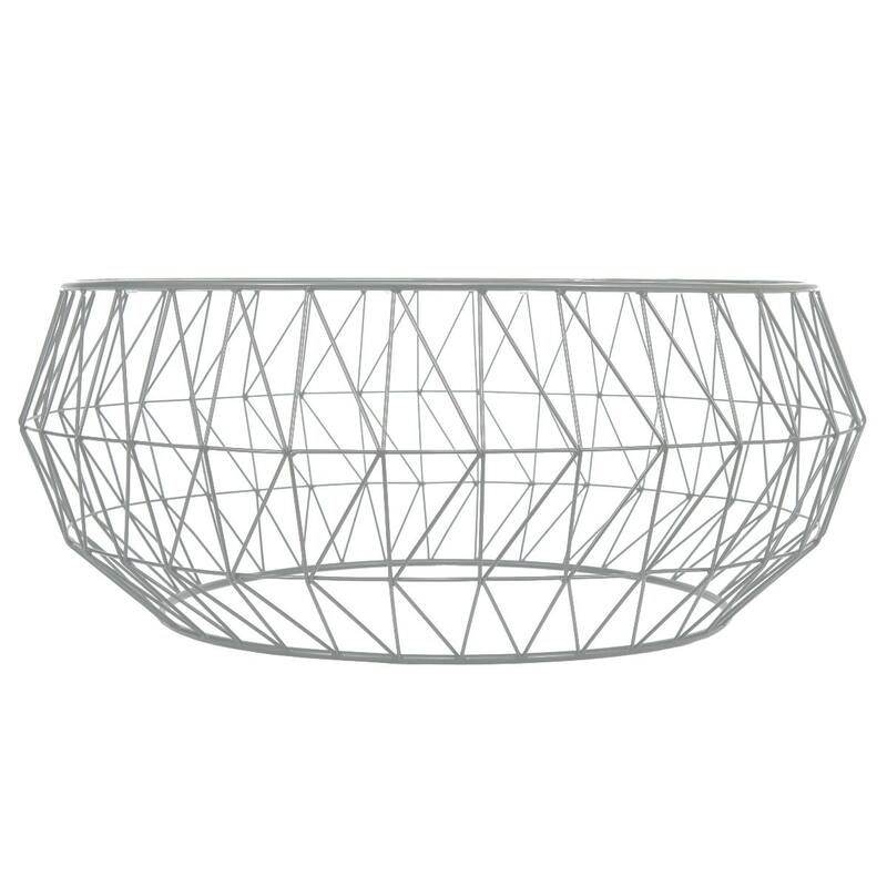Malibu Octagon Coffee Table Templered Glass Tabletop in Sturdy Metal Geometric Base - 15" H x 34.5" W x 34.5" D