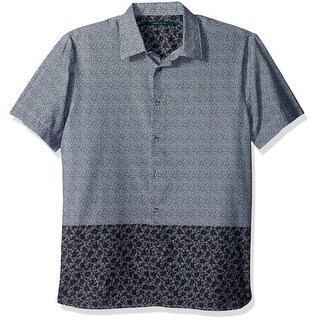 Shop Perry Ellis New Blue Men Size Xl Abstract Geo Print Button