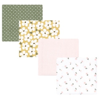 Hudson Baby Infant Girl Cotton Poly Flannel Receiving Blankets, Sage Floral, One Size - Sage Floral - One Size