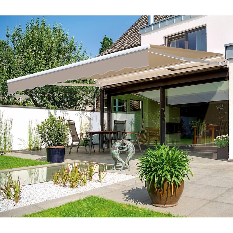 AECOJOY Manual Retractable Patio Awning Outdoor Sunshade Shelter (Cover Only)